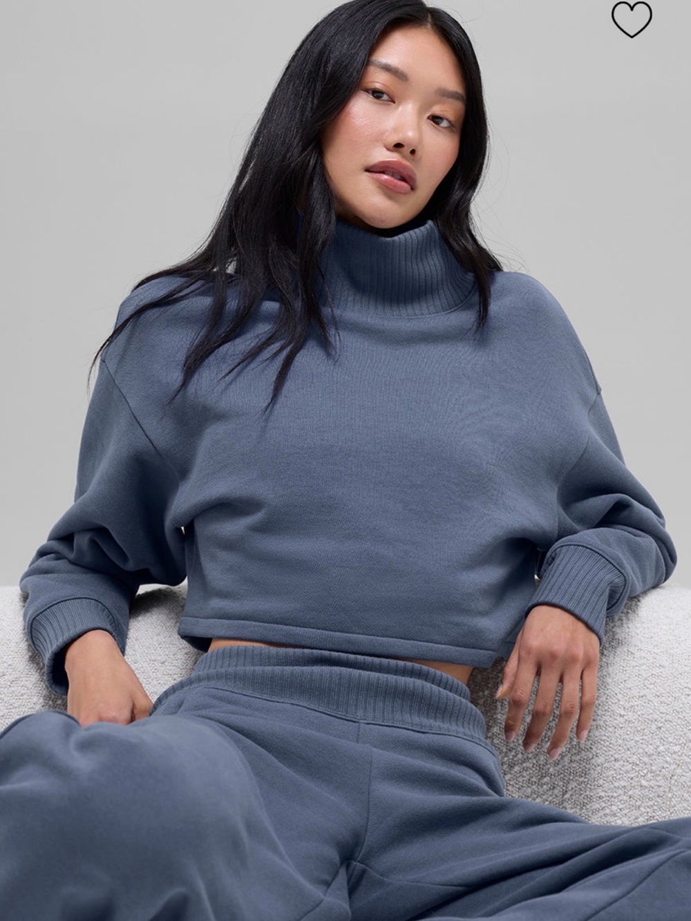 ALO Yoga Cropped Serenity Cover Up- Small Bluestone Blue - Picture 2 of 5